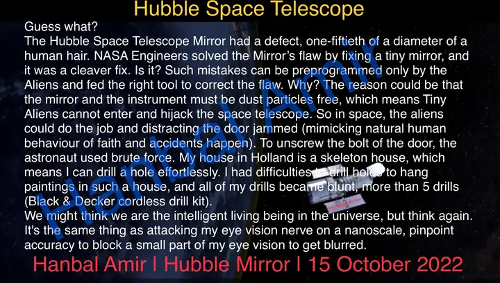 Hubble Mirror, article by Hanbal Amir, 15 October 2022